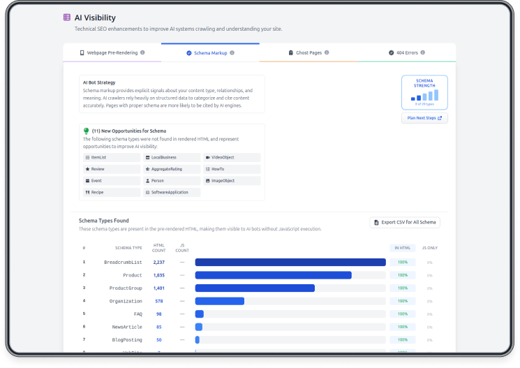 Schema Markup Dashboard